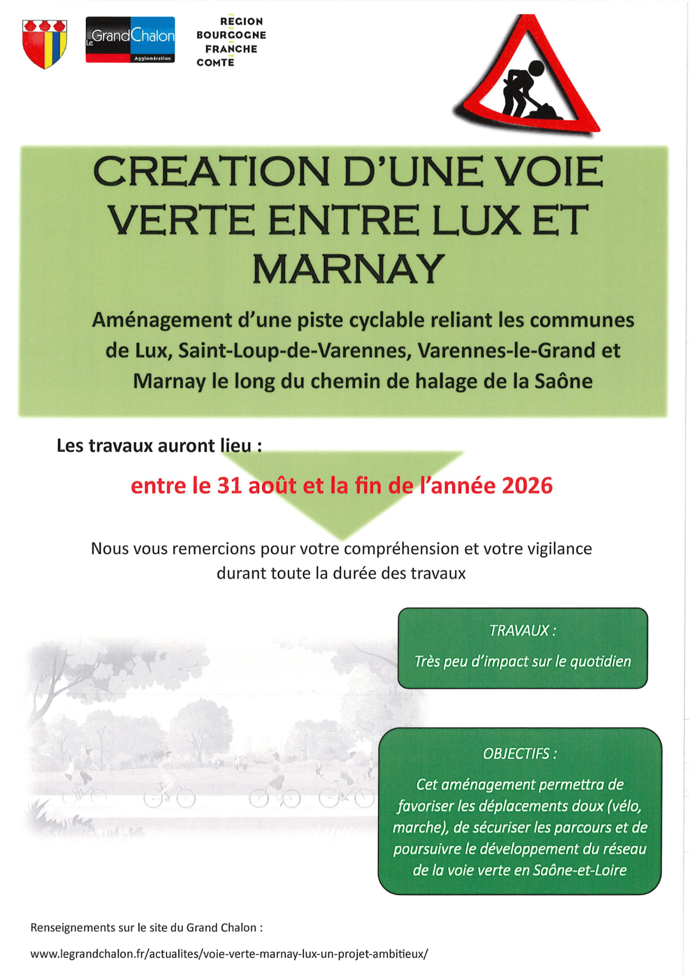 Création d'une voie verte entre Lux et Marnay