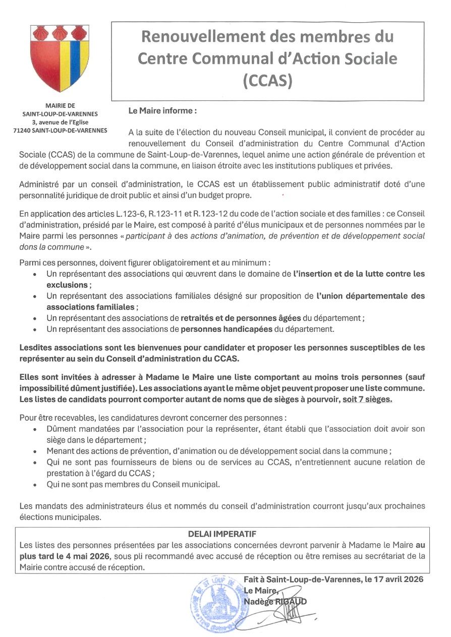 Renouvellement des membres du CCAS