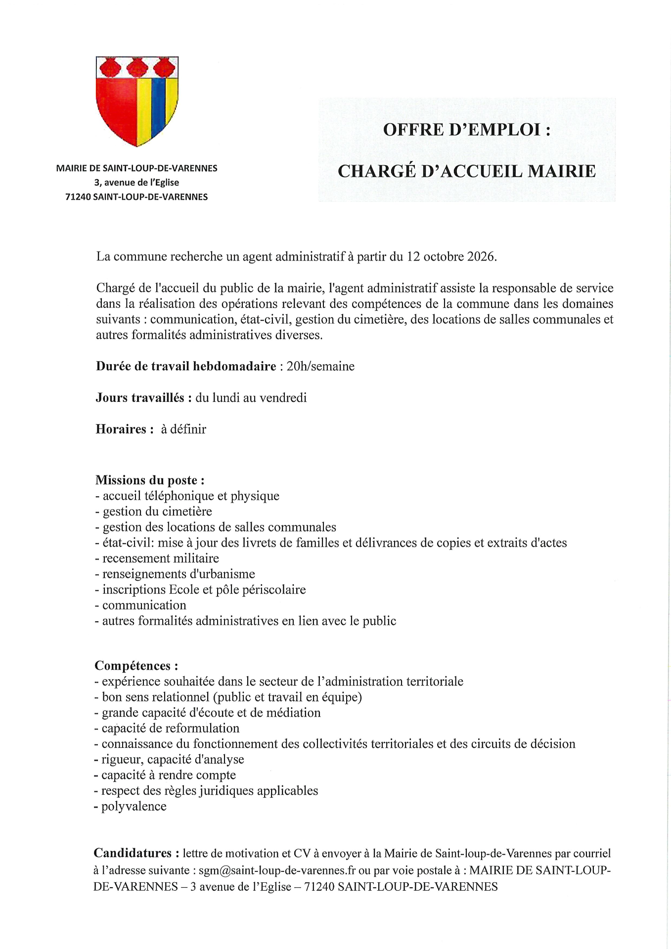 OFFRE D'EMPLOI